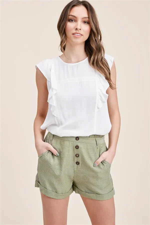 Jess Button Detail Striped Shorts