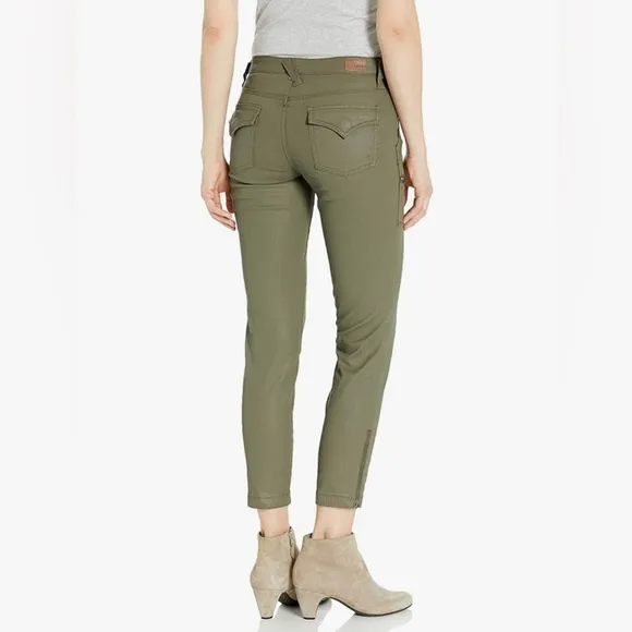 Joie Park Skinny Zipper Utility Moto Jeans Army Green Mid Rise Pants size 27