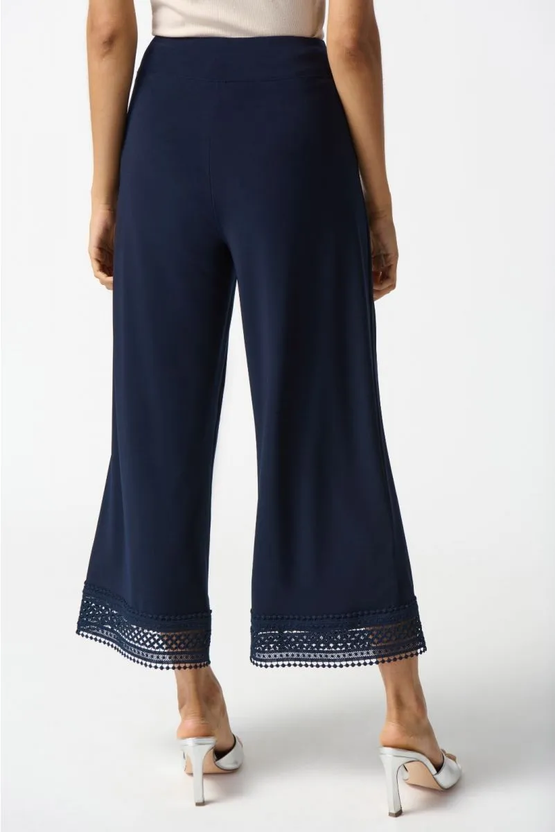Joseph Ribkoff Lace Cuff Pull On Cropped Wide Leg Pants 242134