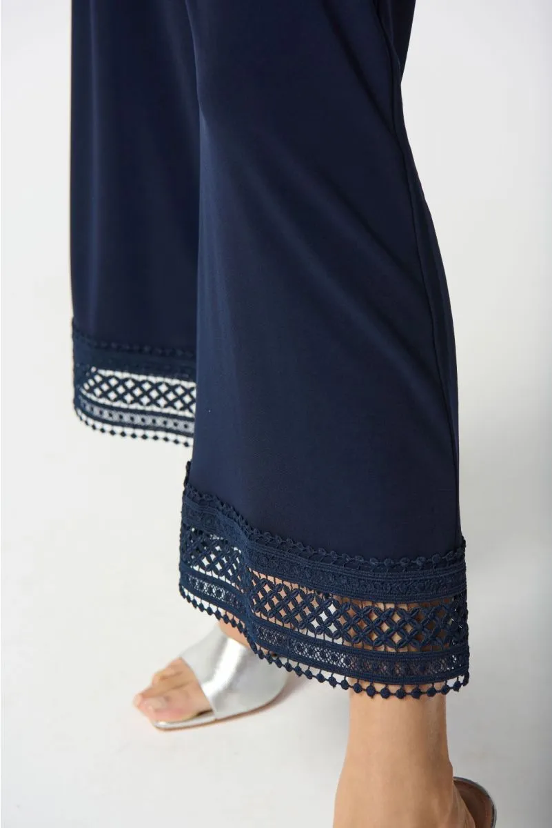 Joseph Ribkoff Lace Cuff Pull On Cropped Wide Leg Pants 242134