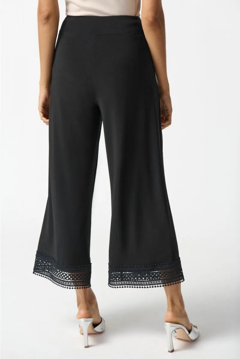 Joseph Ribkoff Lace Cuff Pull On Cropped Wide Leg Pants 242134