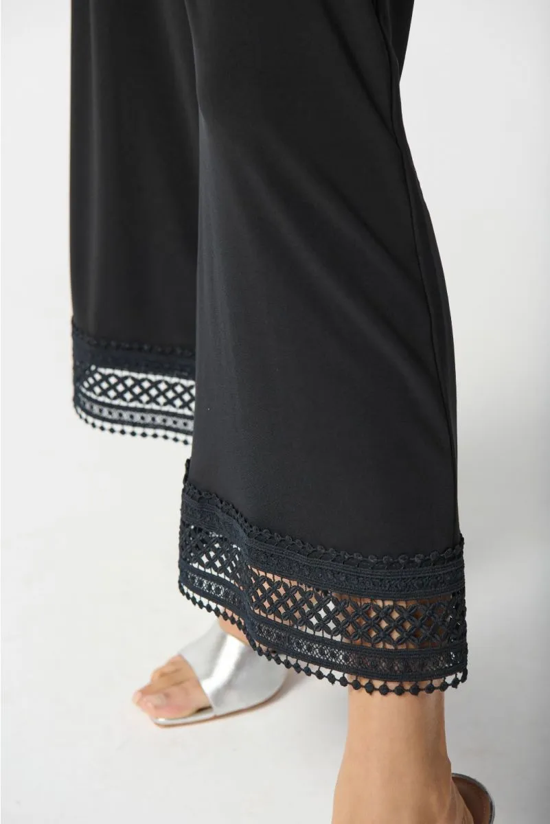 Joseph Ribkoff Lace Cuff Pull On Cropped Wide Leg Pants 242134