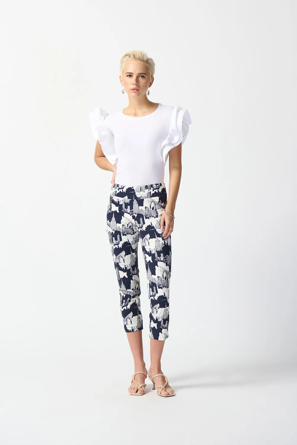 Joseph Ribkoff Millennium Scenery Print Cropped Pants Jr242212