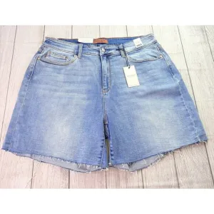 Judy Blue High Rise Embroidered Pocket Cut Off Shorts Light Denim Size 3XL