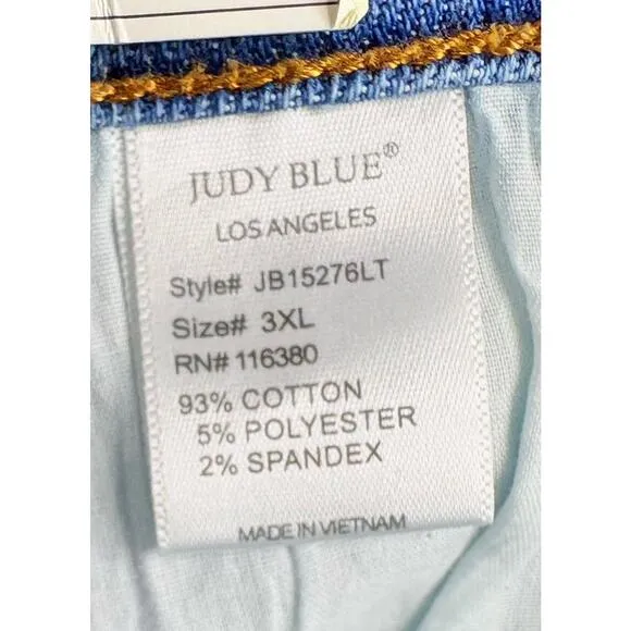 Judy Blue High Rise Embroidered Pocket Cut Off Shorts Light Denim Size 3XL