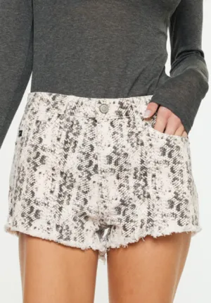 KanCan Venom Vibes Snakeprint Denim Shorts