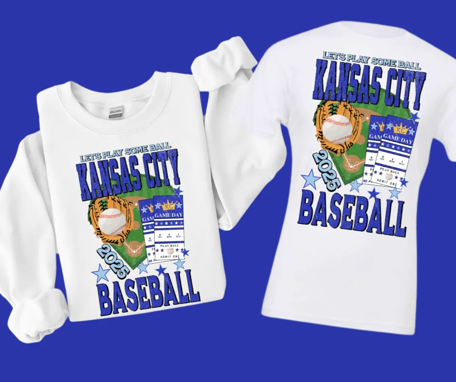 Kansas City BASEBALL Tickets WHITE Sweatshirt or Tee