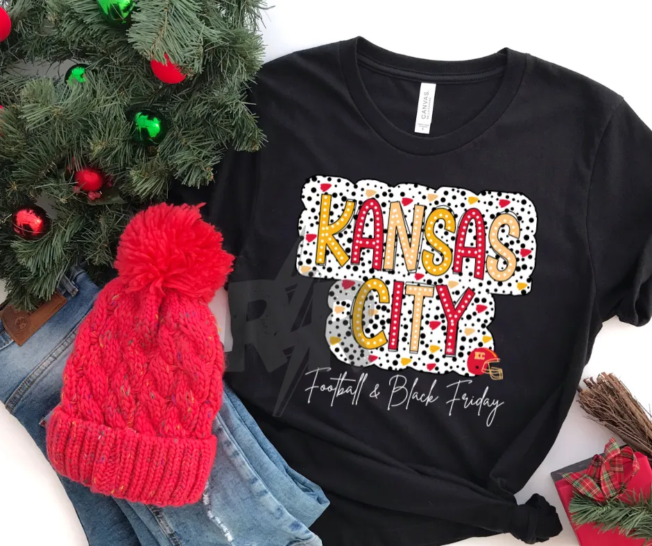 Kansas City Football & Black Friday Dots Black Tee