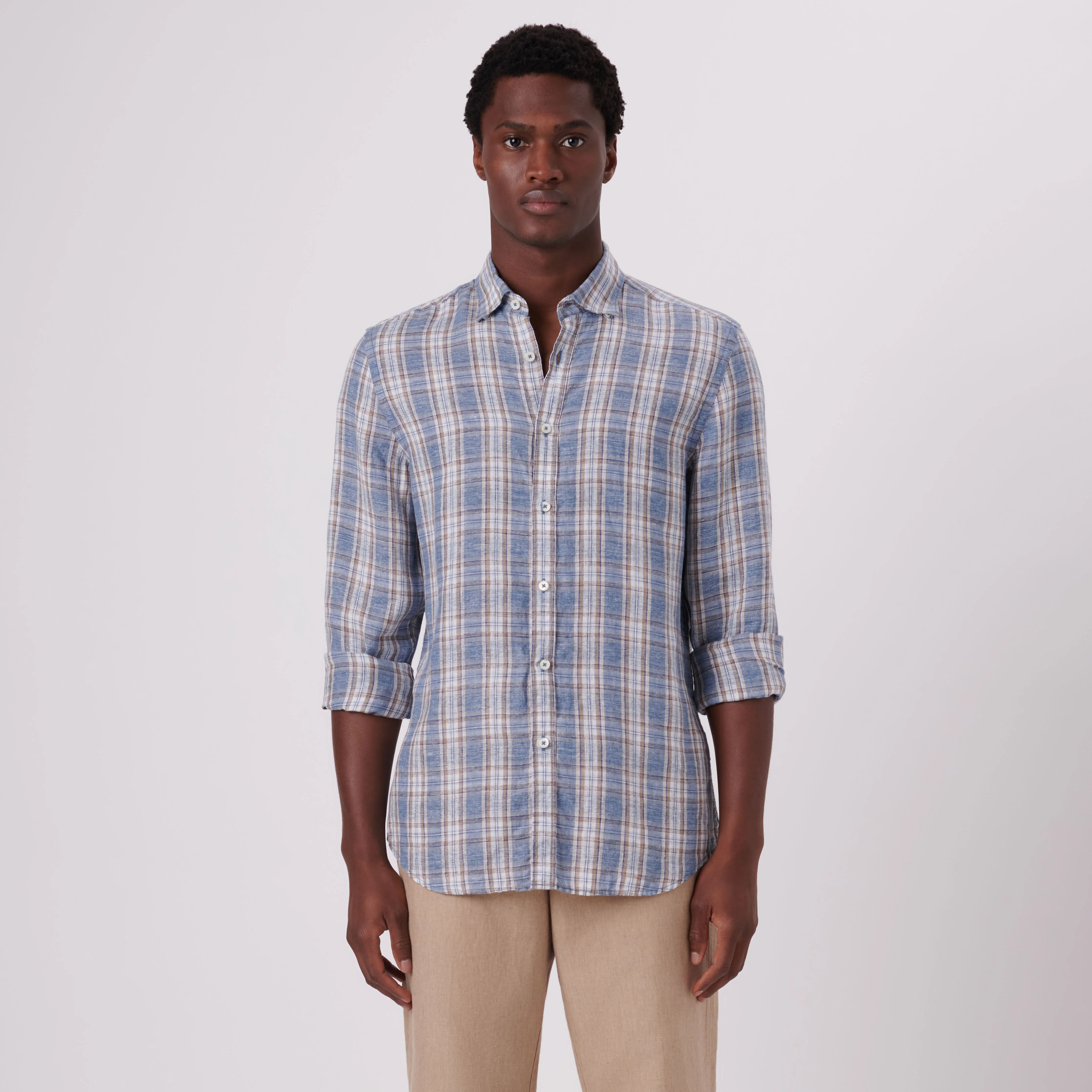 Karl Plaid Check Linen Shirt