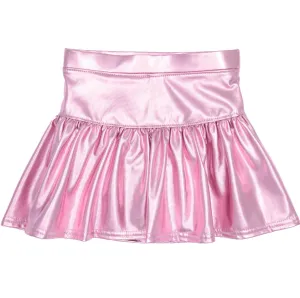 Kids Metallic Gathered Skort - Light Pink