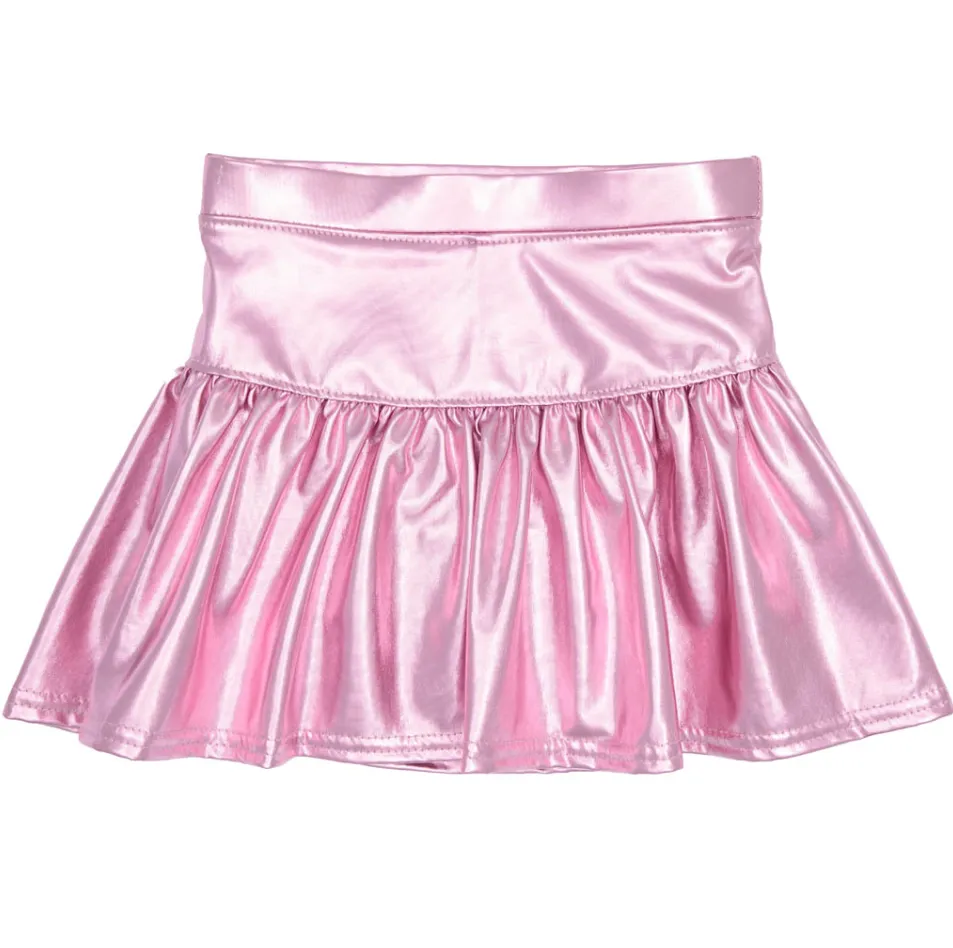 Kids Metallic Gathered Skort - Light Pink