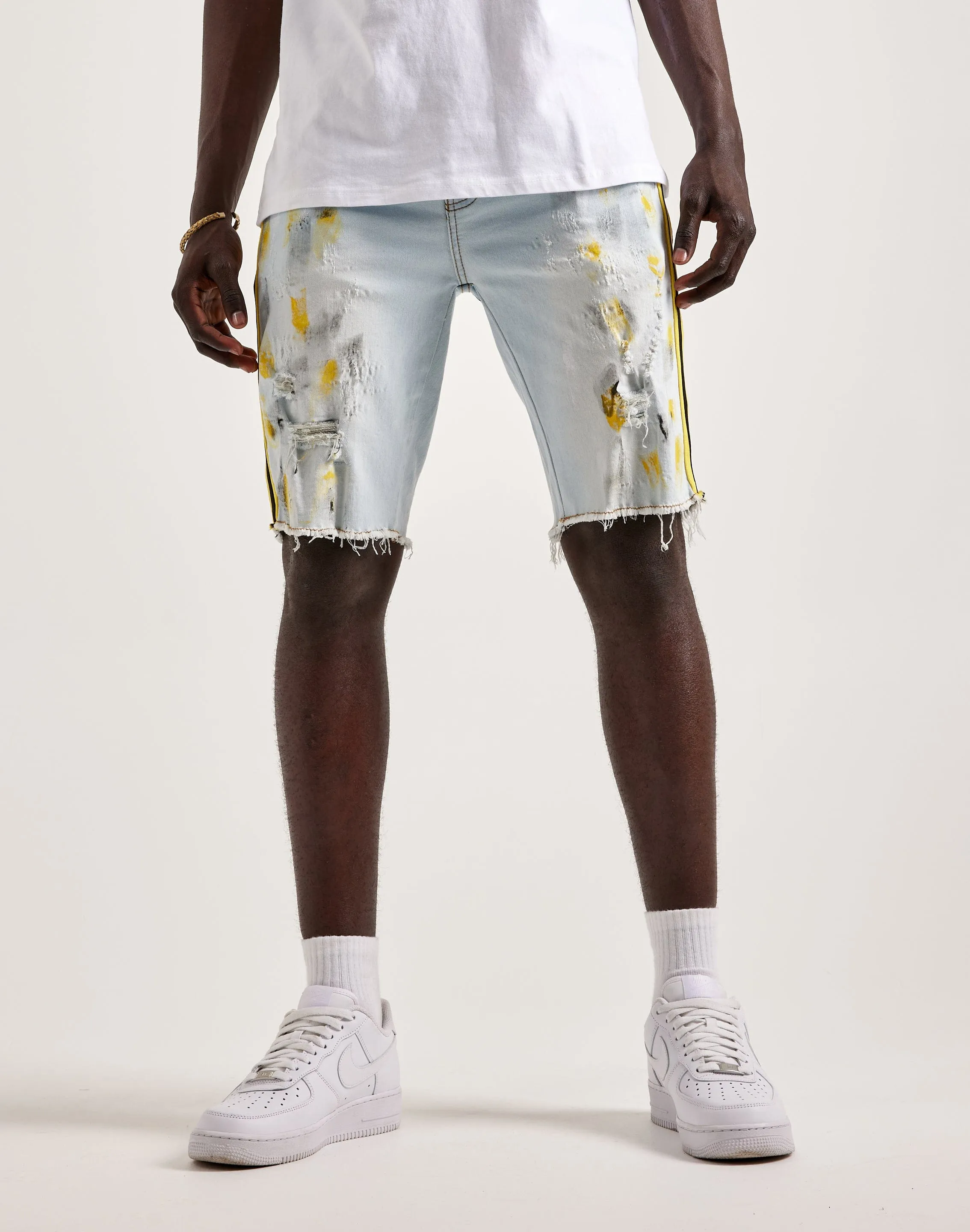 Kilogram Paint Rips Denim Shorts