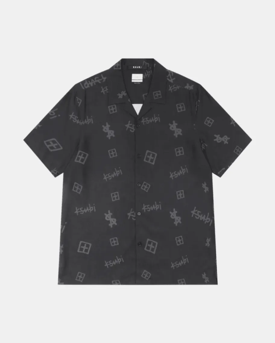 KSUBI Kash Box Resort Coal Short Sleeve Shirt - Black