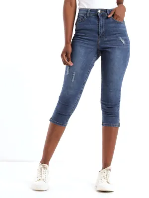 Ladies Hi-Rise Pedal Pusher Short - Light Wash