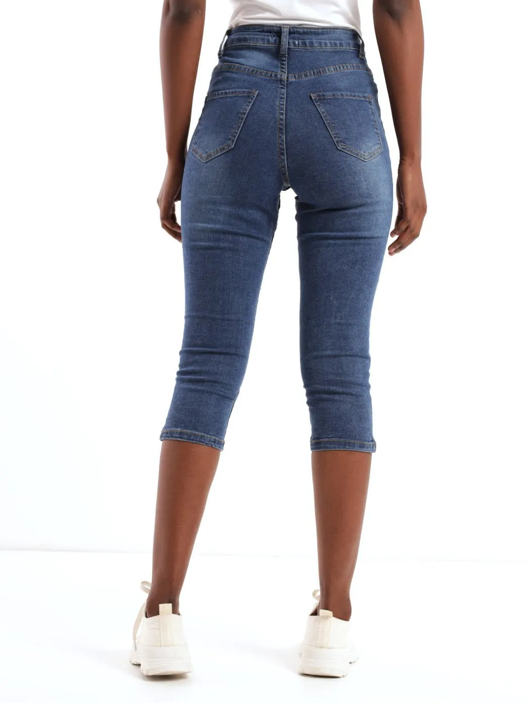 Ladies Hi-Rise Pedal Pusher Short - Light Wash