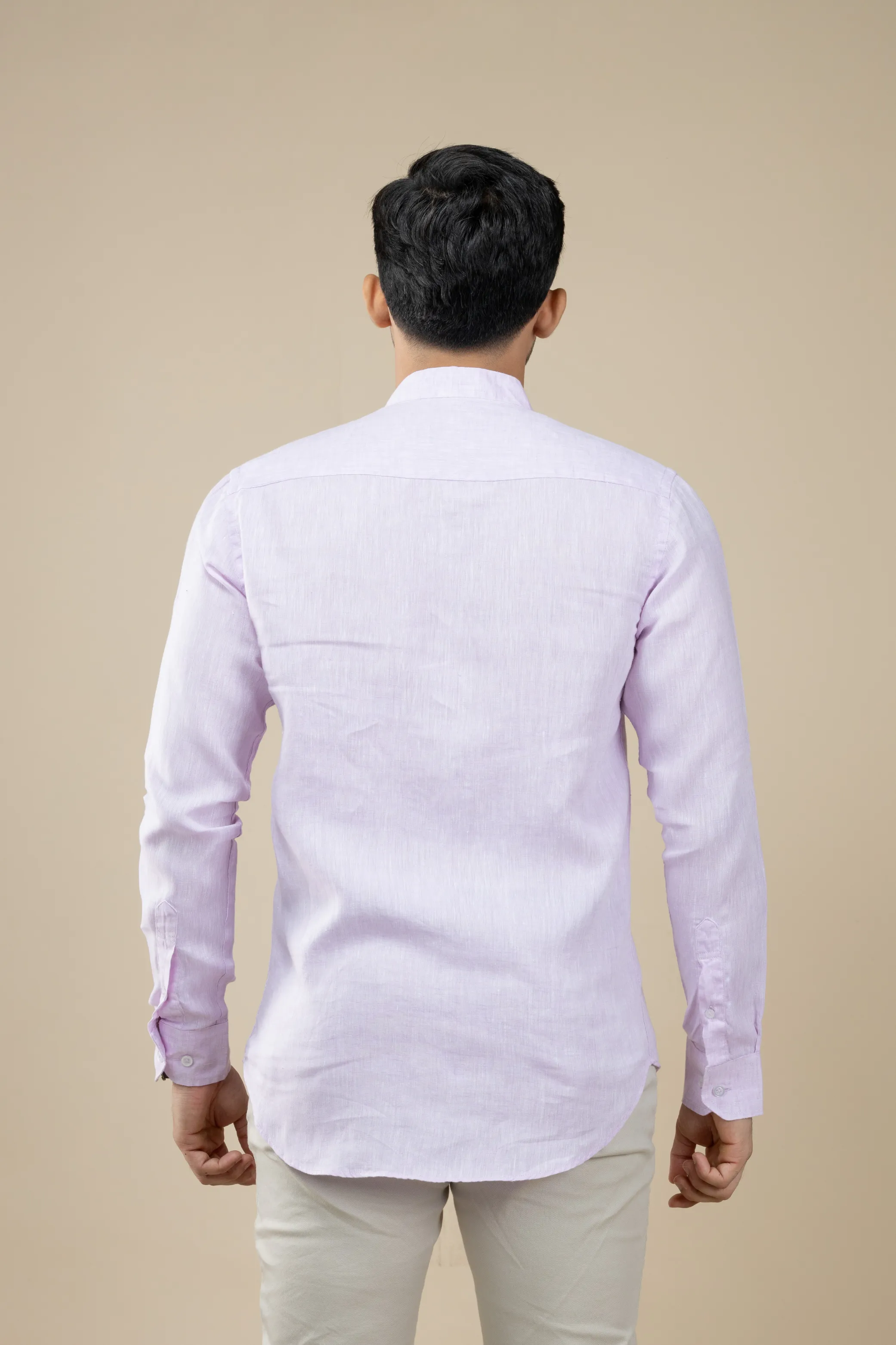 Lavender Nehru Long Sleeve Linen Shirt