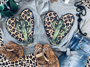 Leopard Heart Cactus Mommy and Me Tees