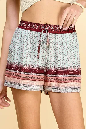 Light Aqua/Maroon Shorts