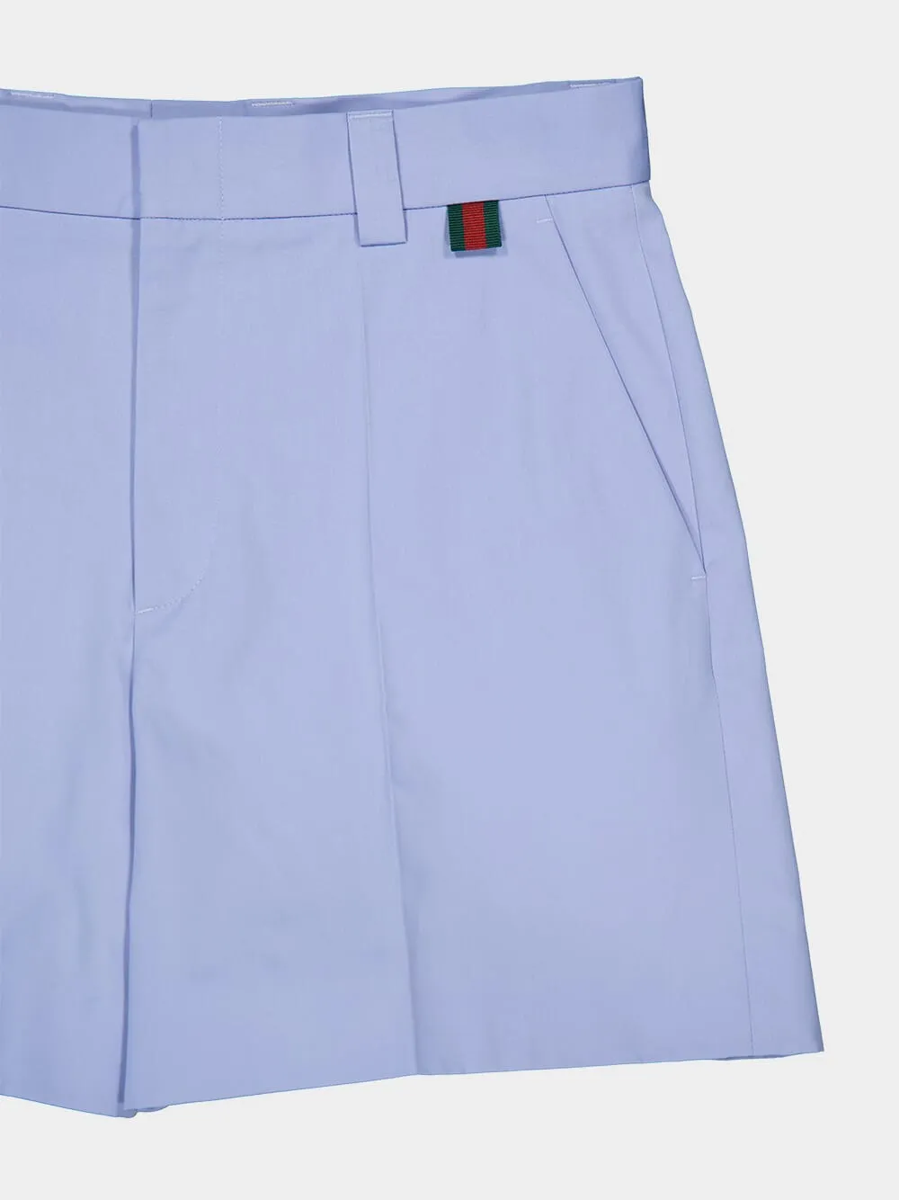 Light Blue Cotton Poplin Shorts