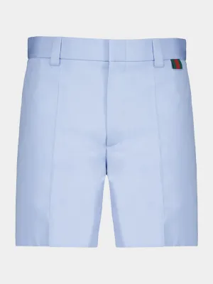 Light Blue Cotton Poplin Shorts