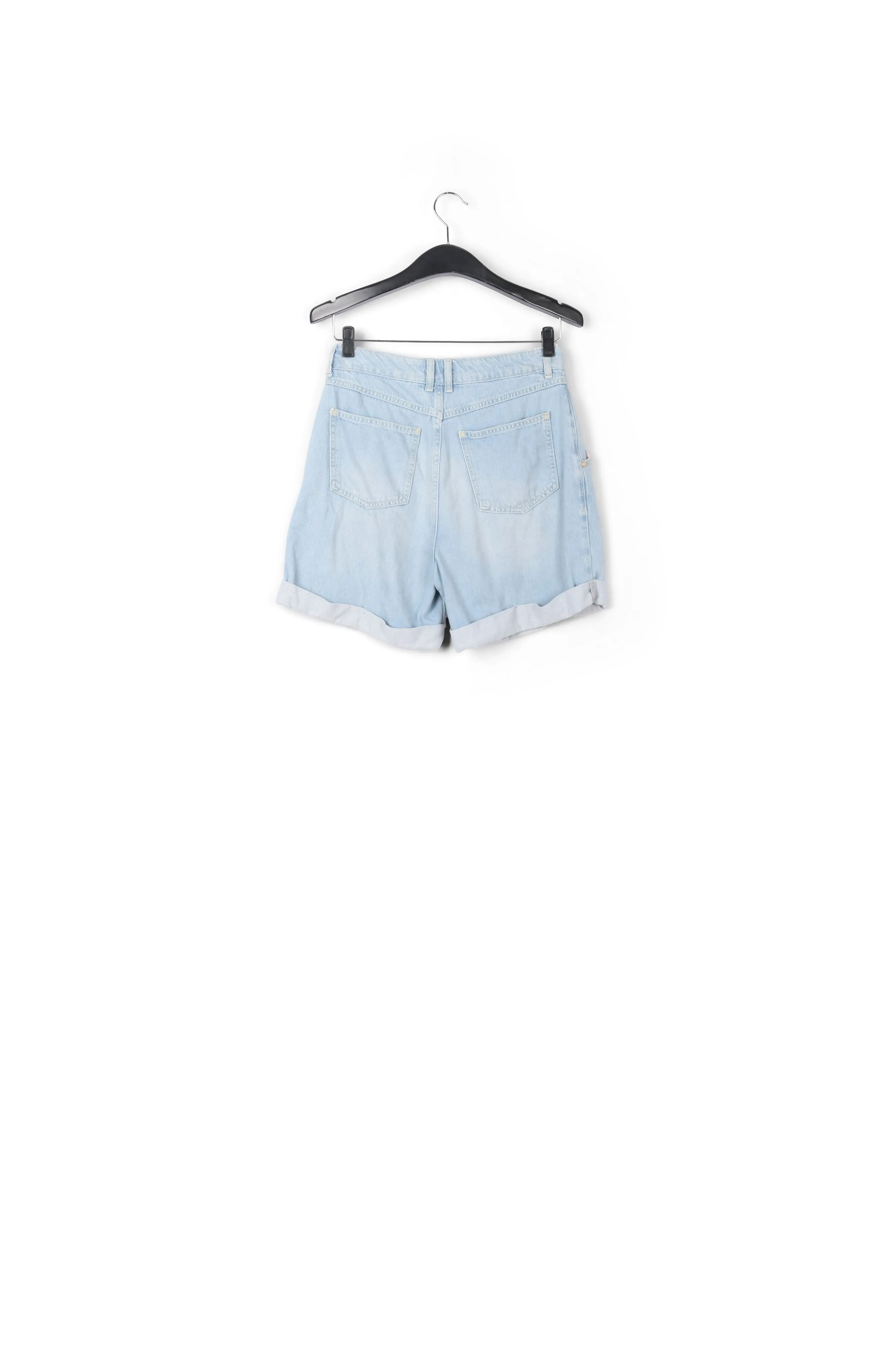 Light blue denim boyfriend shorts