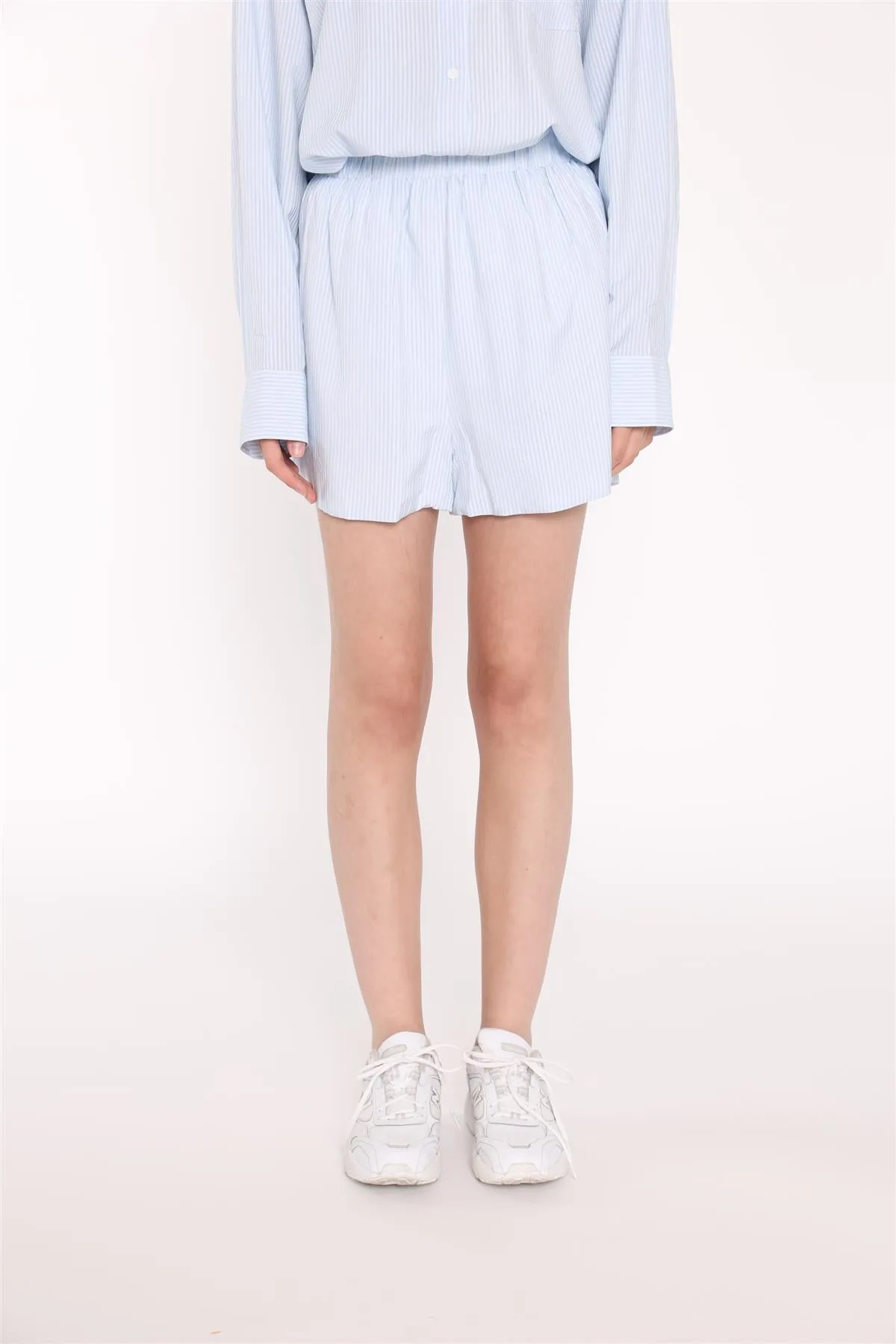 Light-Blue Stripe Side Split Shorts