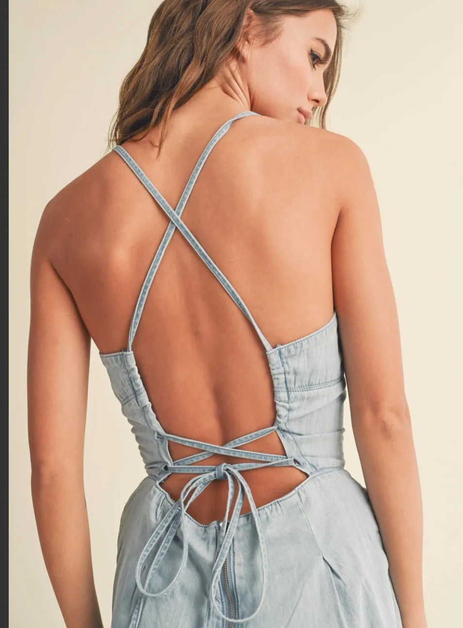 Light Washed Denim Jean Shorts Romper