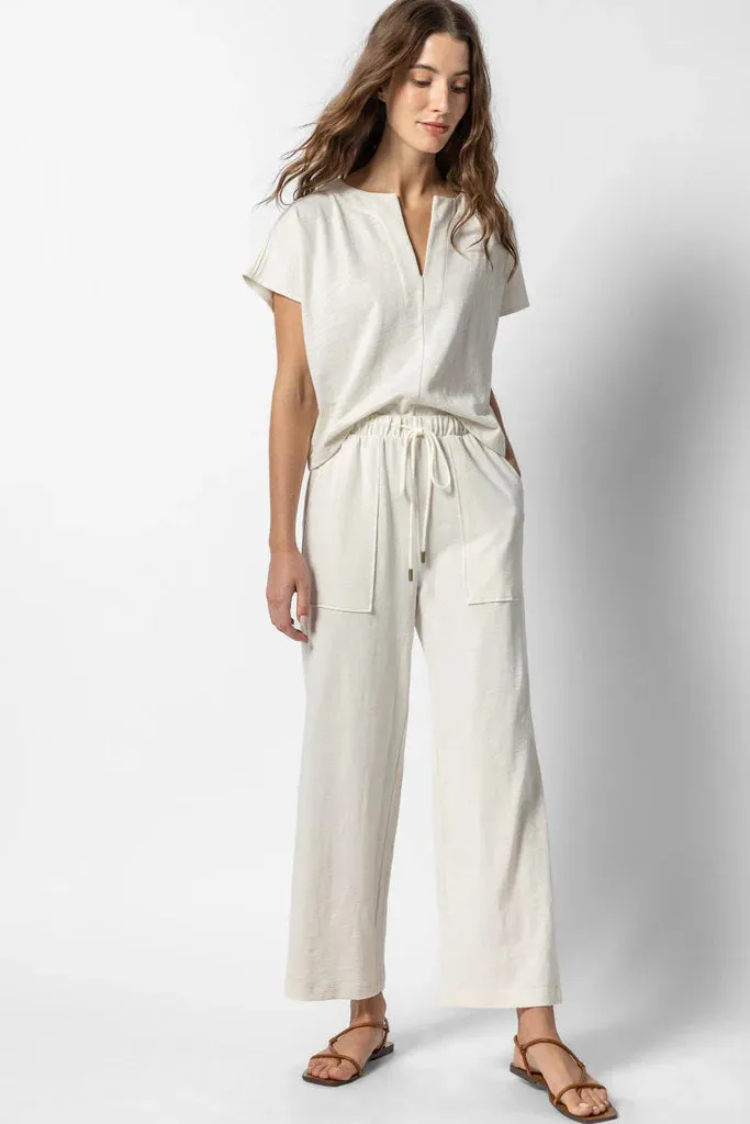 Lilla P.  ~  Cropped Pull On Pant - Ecru