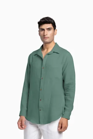 Linen Abel Shirt-Midnight Green