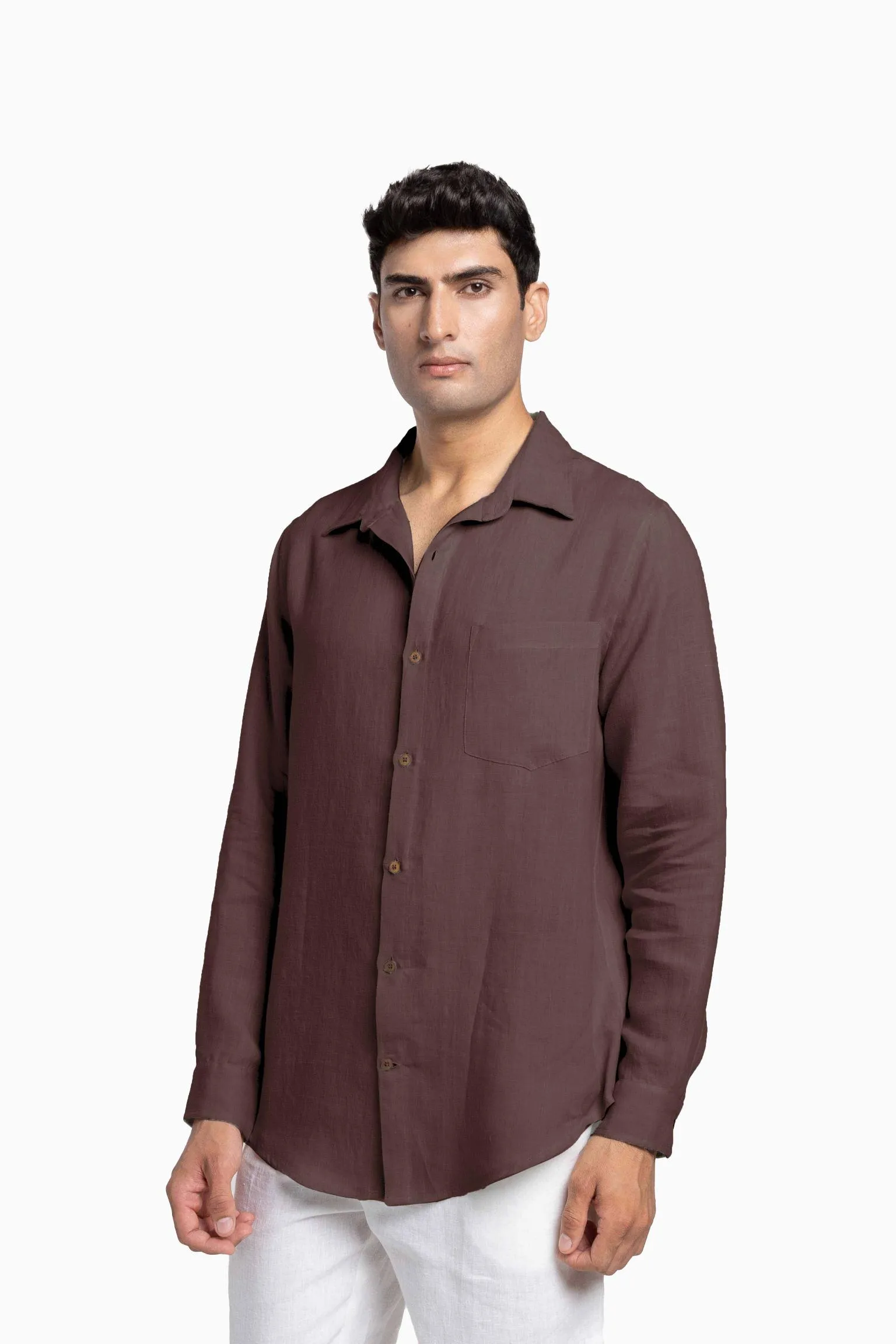 Linen Abel Shirt-Midnight Green