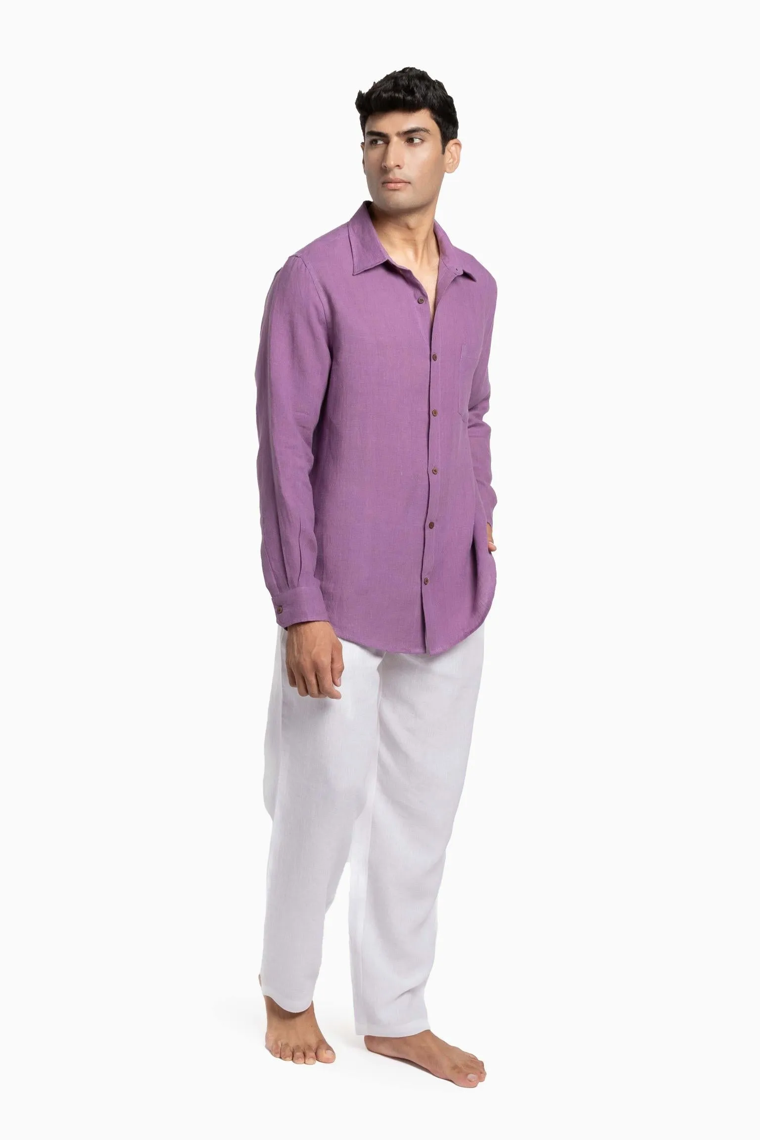 Linen Abel Shirt-Misty Lilac