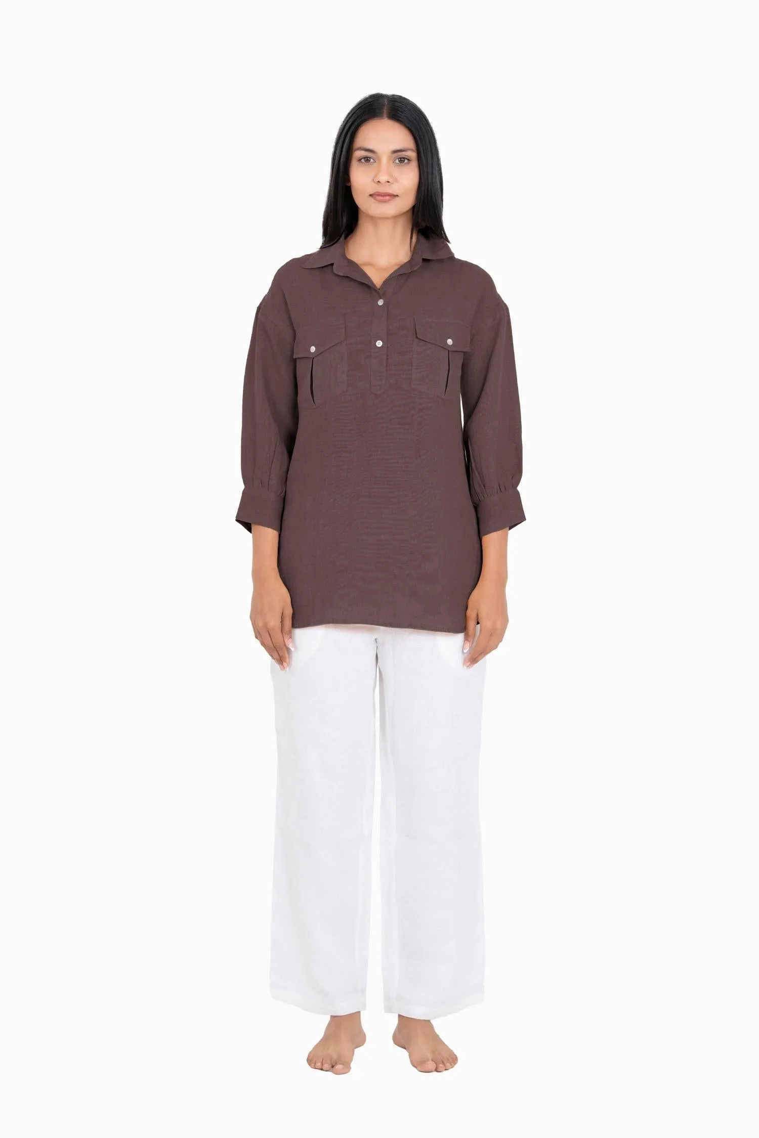 Linen Adele Shirt-Pacific Blue