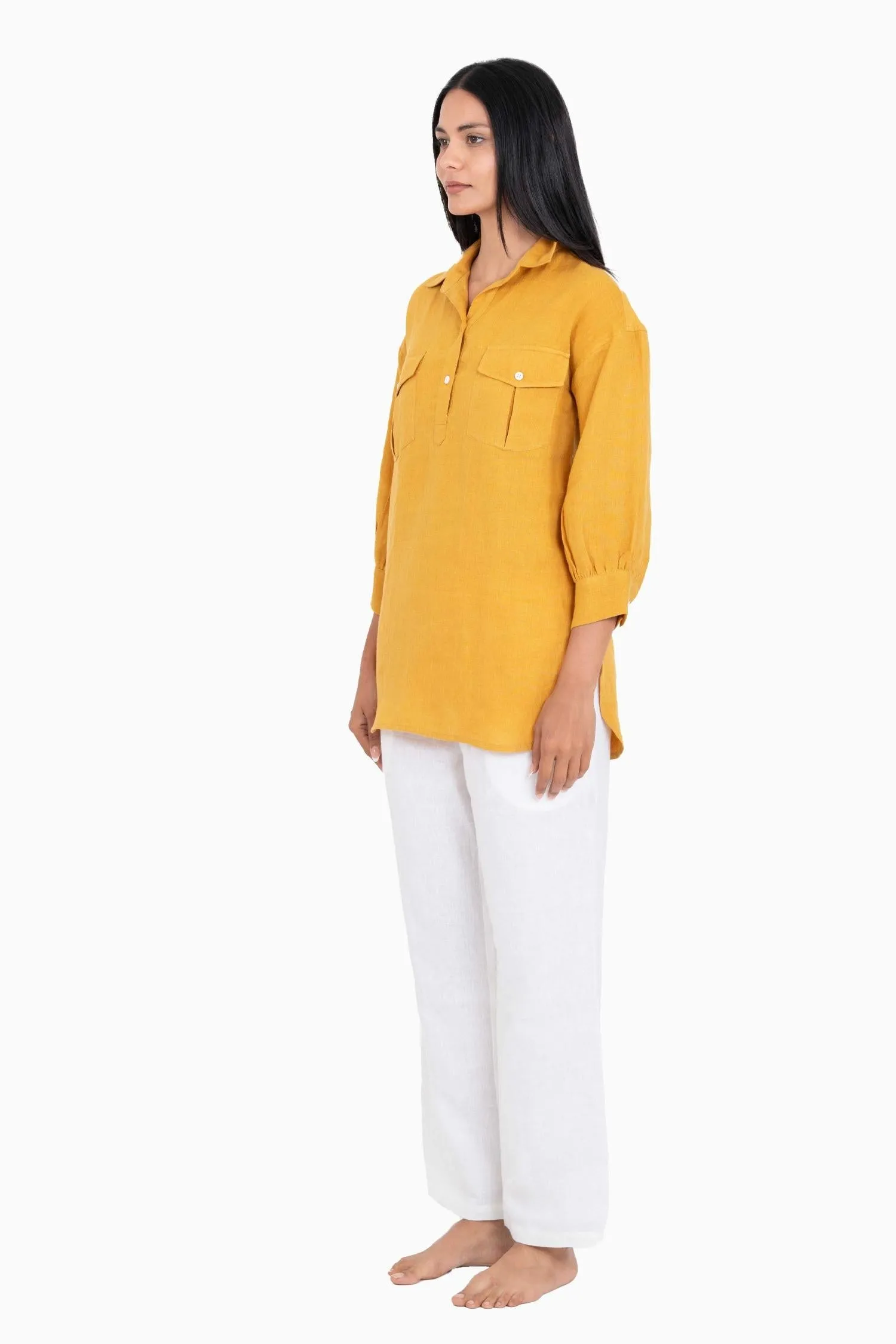 Linen Adele Shirt-Pacific Blue