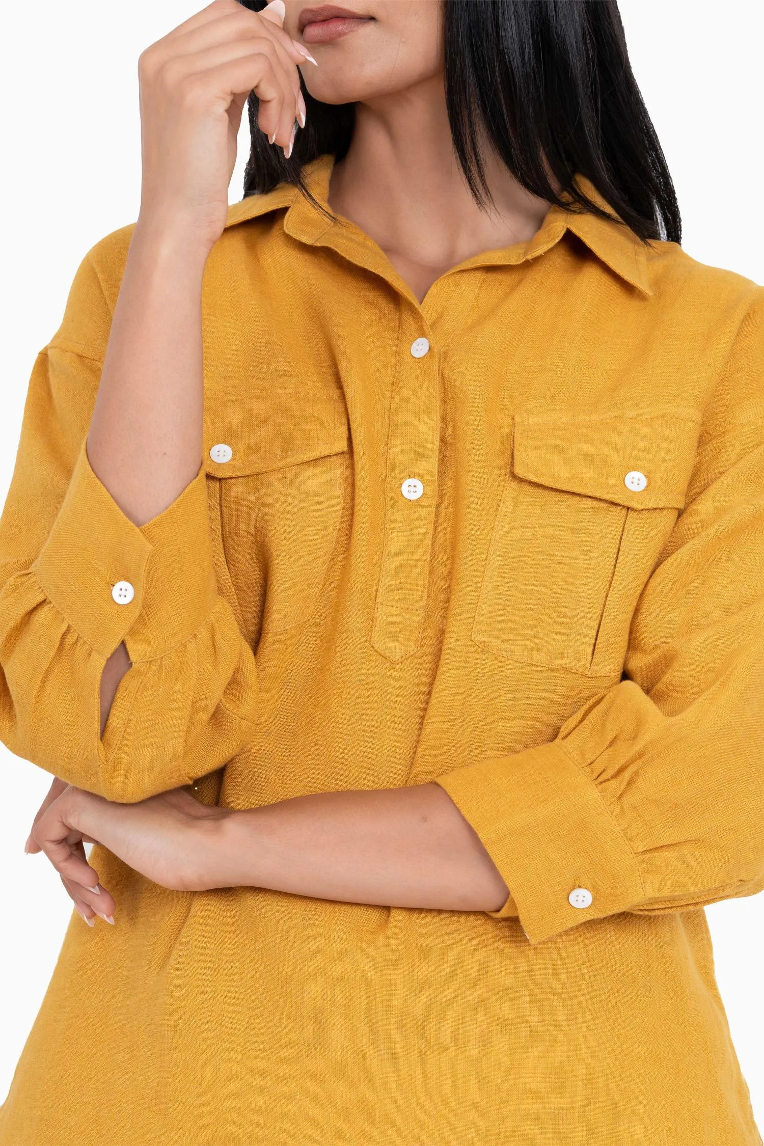 Linen Adele Shirt-Pacific Blue
