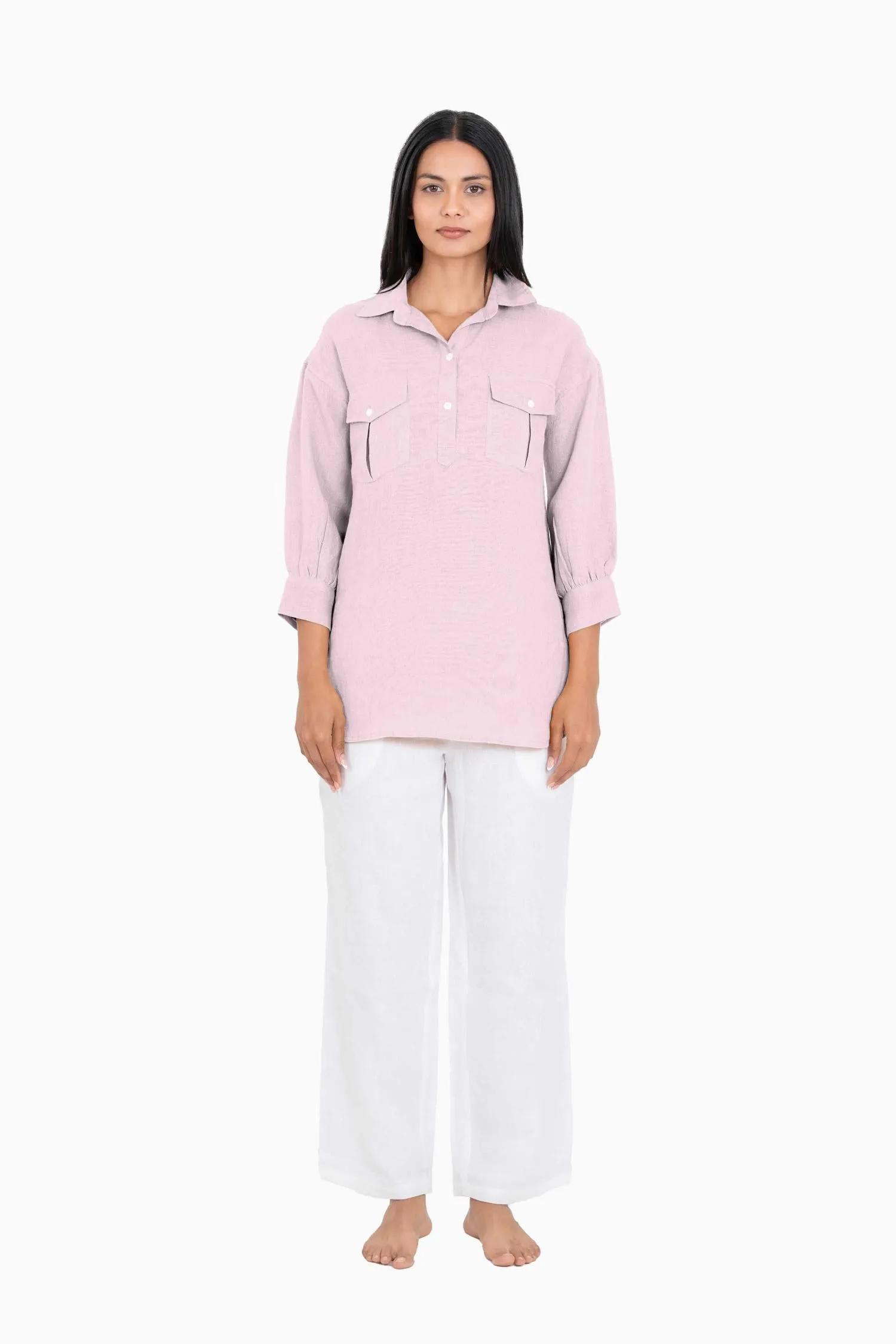 Linen Adele Shirt-Pacific Blue