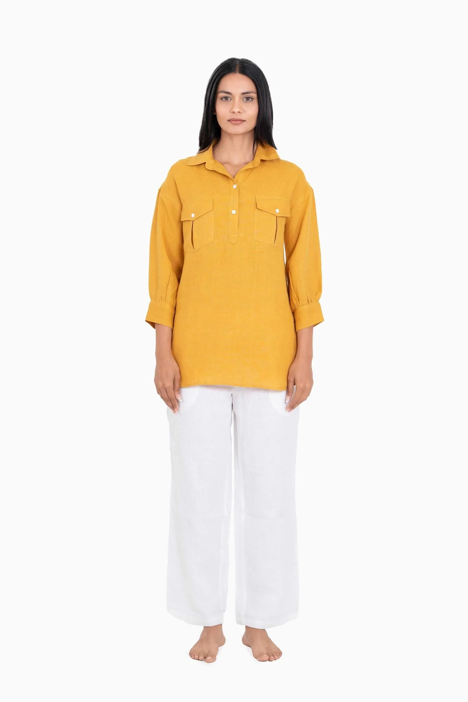 Linen Adele Shirt-Pacific Blue