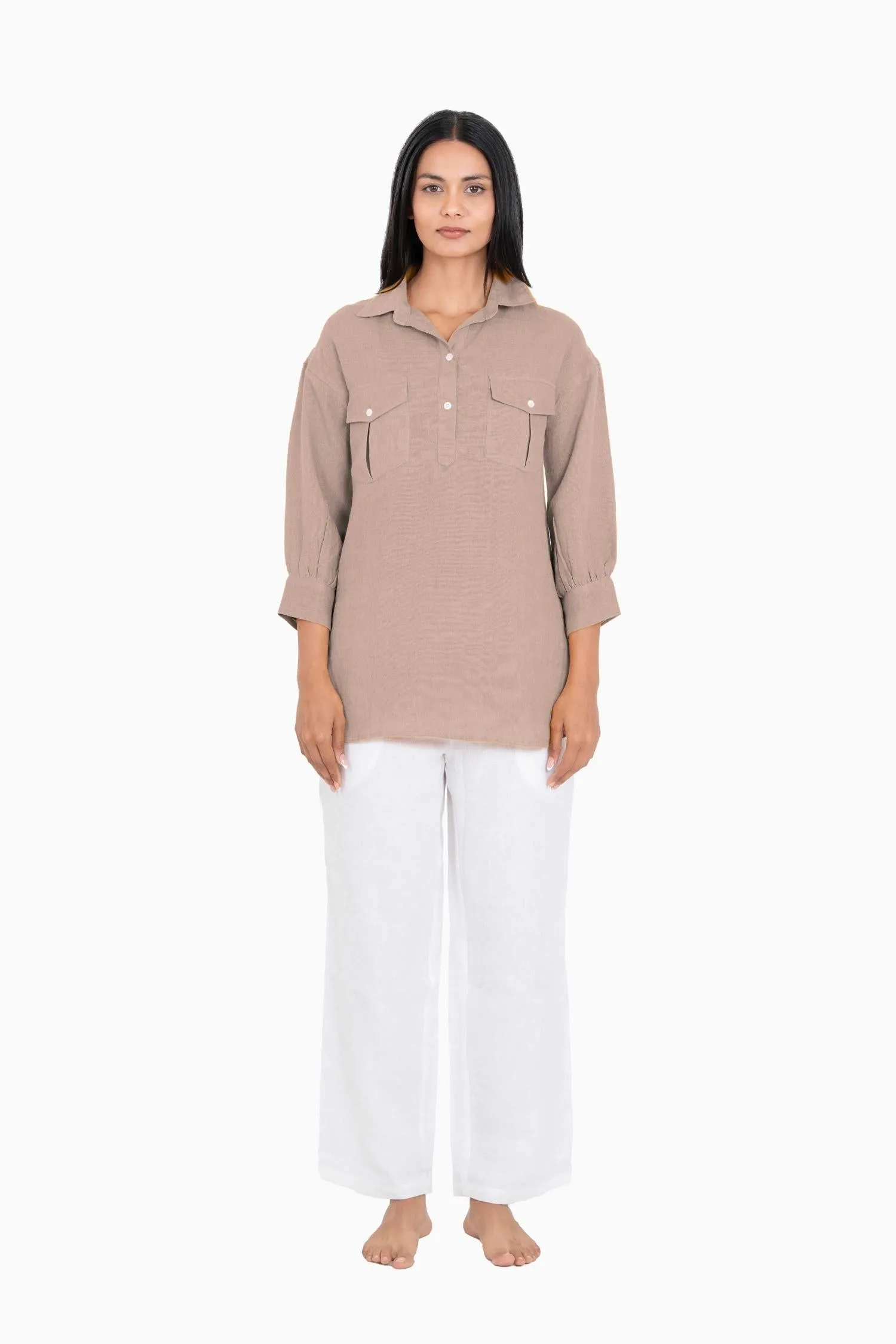 Linen Adele Shirt-Pacific Blue