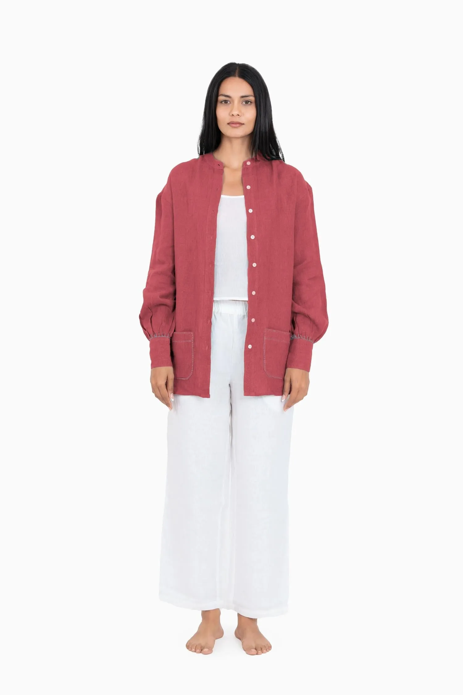Linen Anne Shirt-Misty Lilac