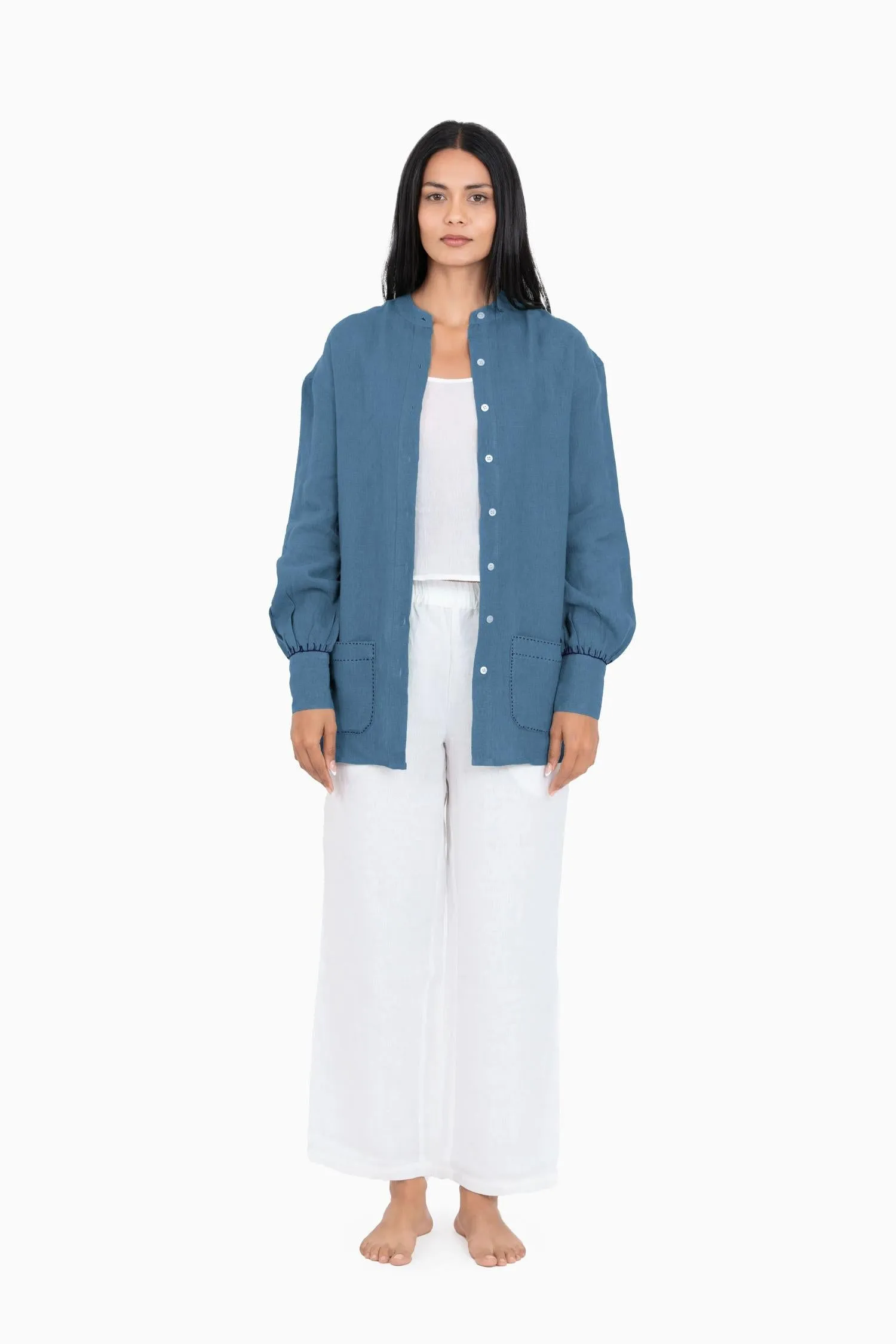 Linen Anne Shirt-Misty Lilac