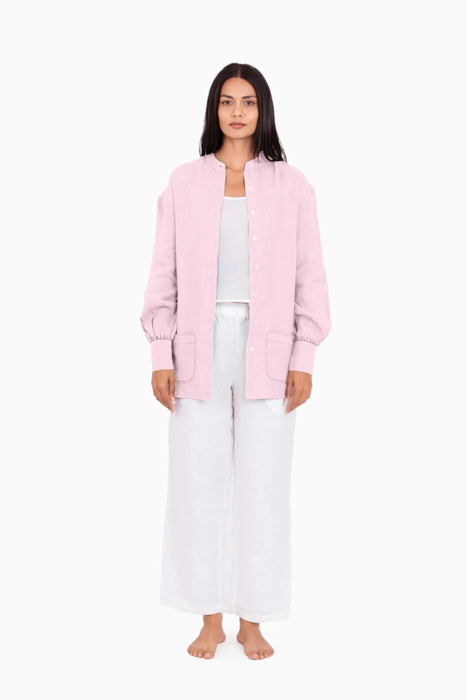 Linen Anne Shirt-Misty Lilac