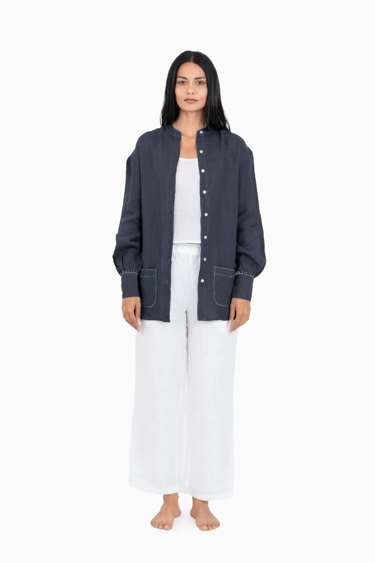 Linen Anne Shirt-Misty Lilac