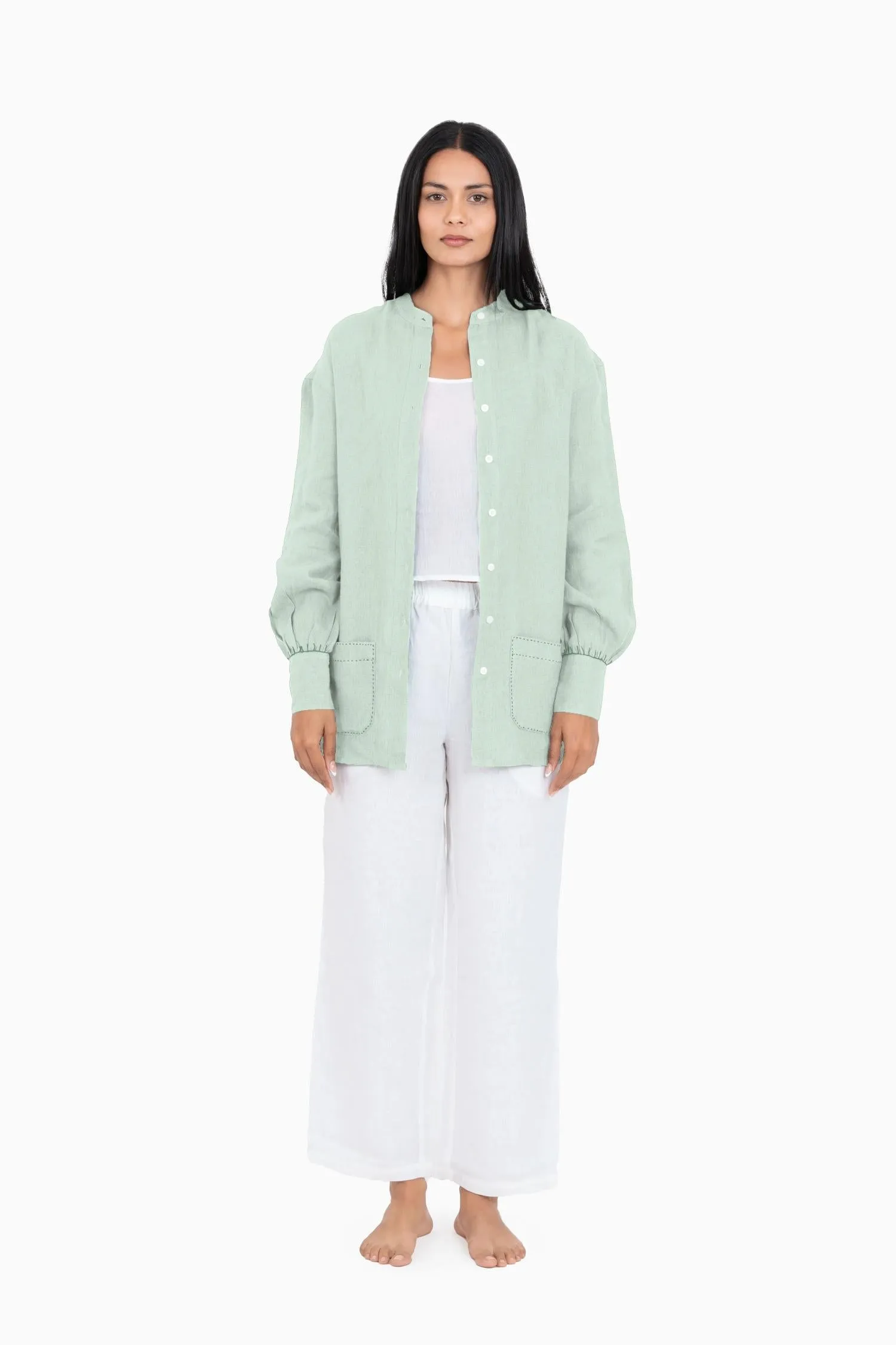 Linen Anne Shirt-Misty Lilac