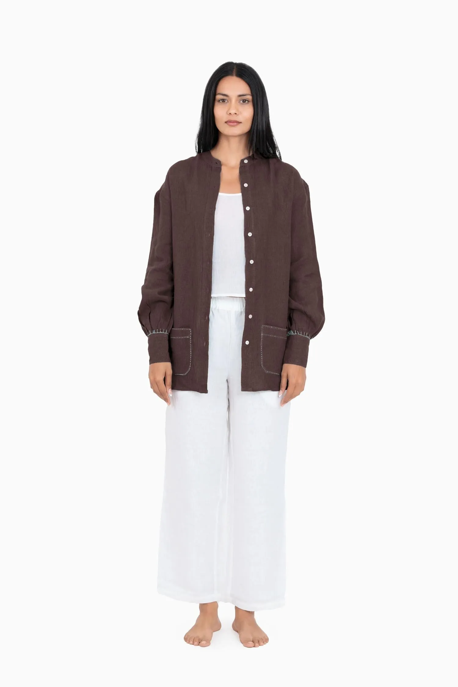 Linen Anne Shirt-Misty Lilac