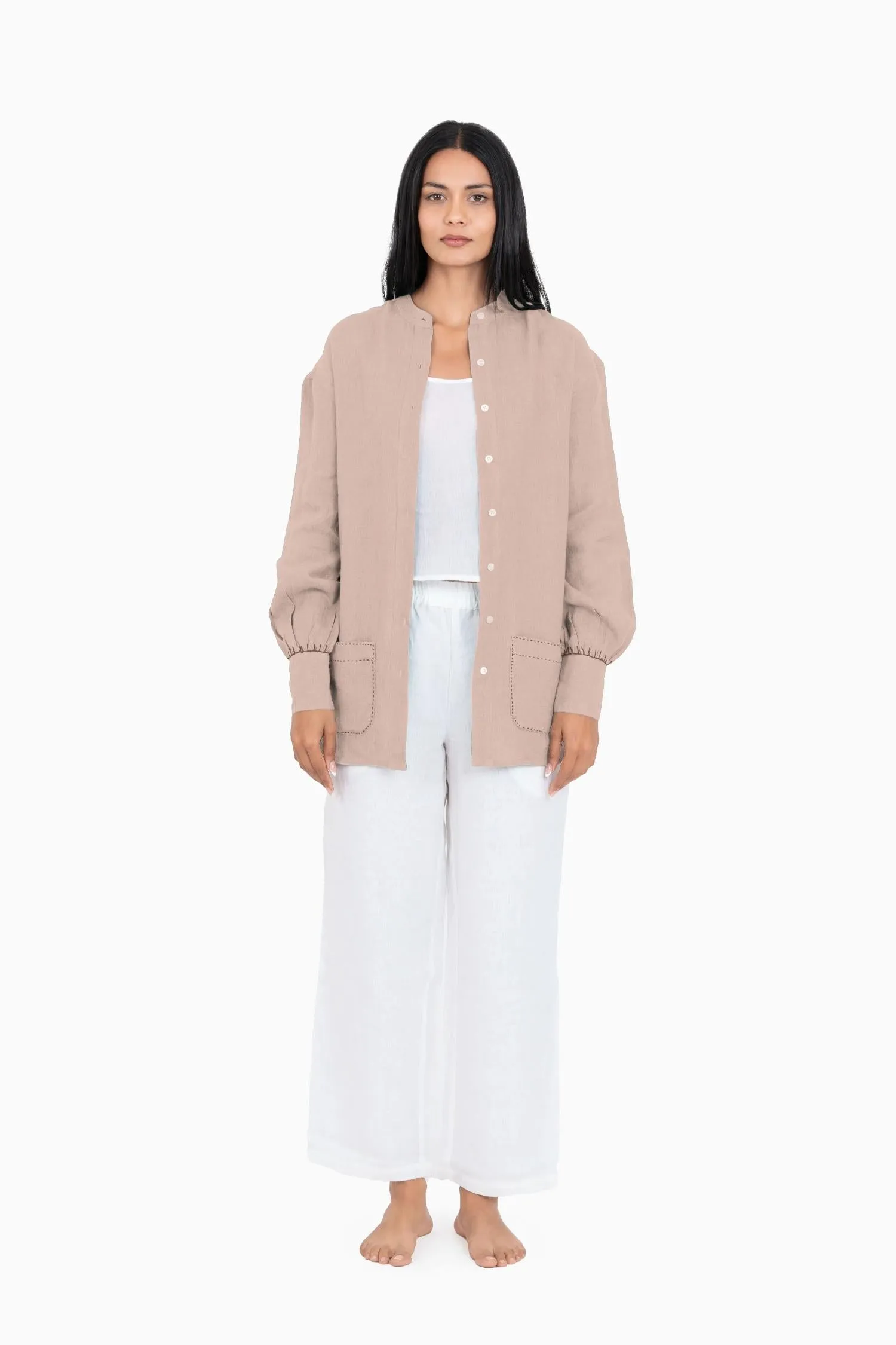 Linen Anne Shirt-Misty Lilac
