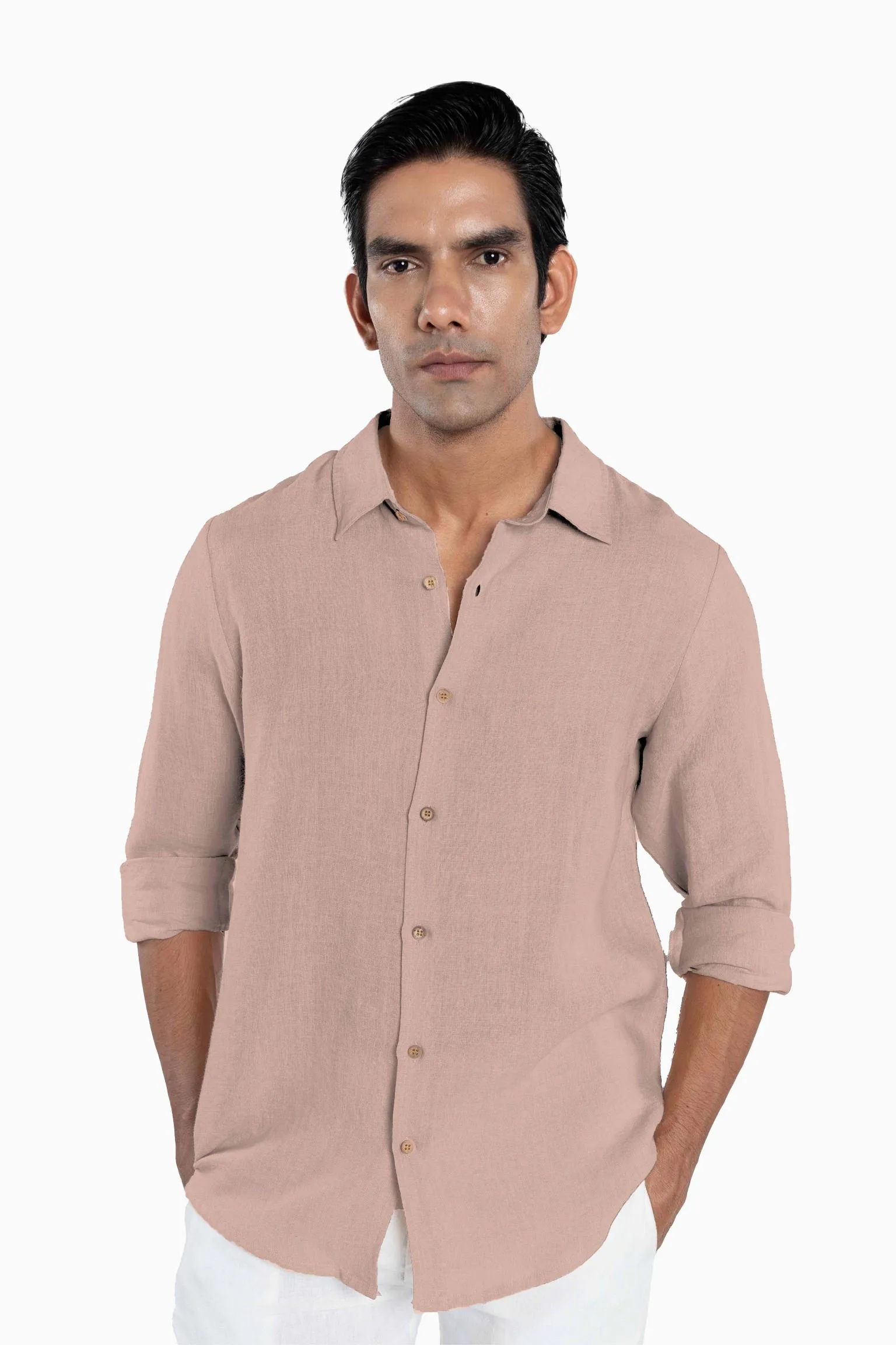 Linen Arlo Shirt-Midnight Green