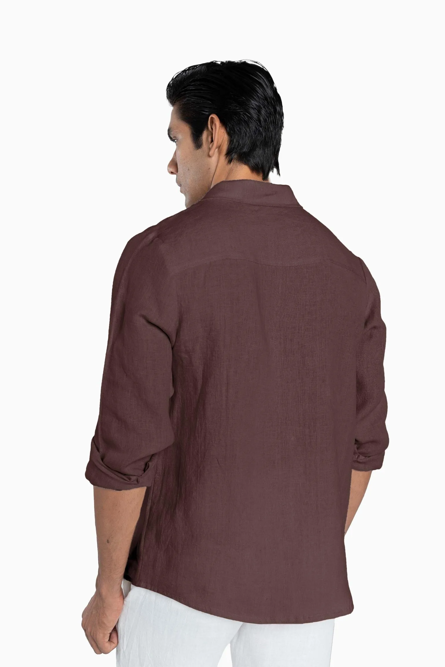 Linen Arlo Shirt-Midnight Green