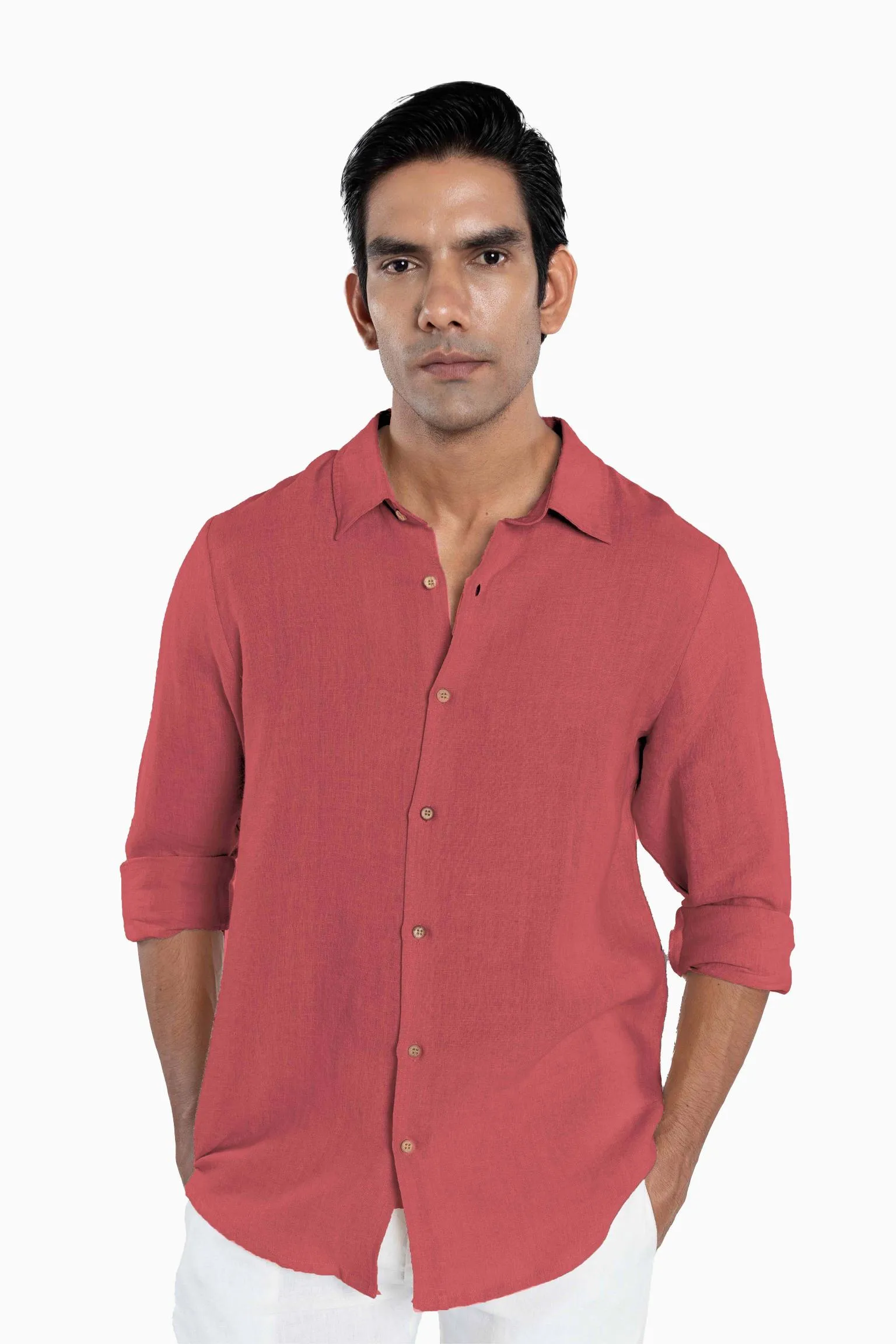 Linen Arlo Shirt-Midnight Green