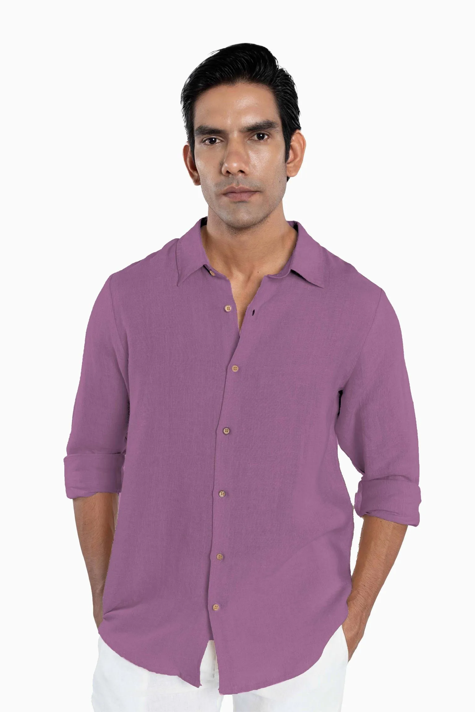 Linen Arlo Shirt-Midnight Green