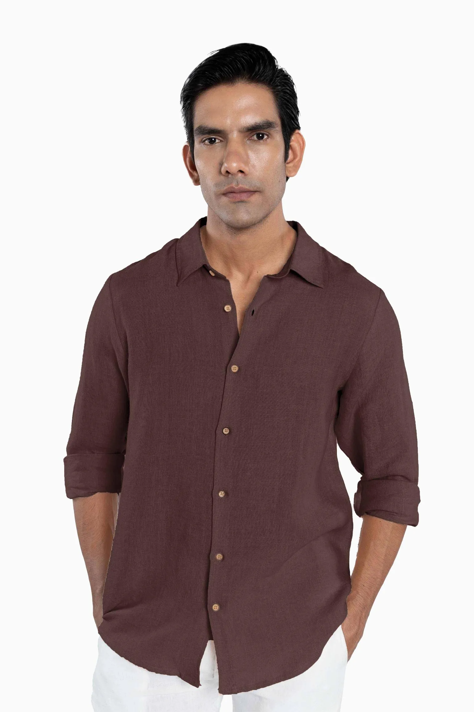 Linen Arlo Shirt-Midnight Green