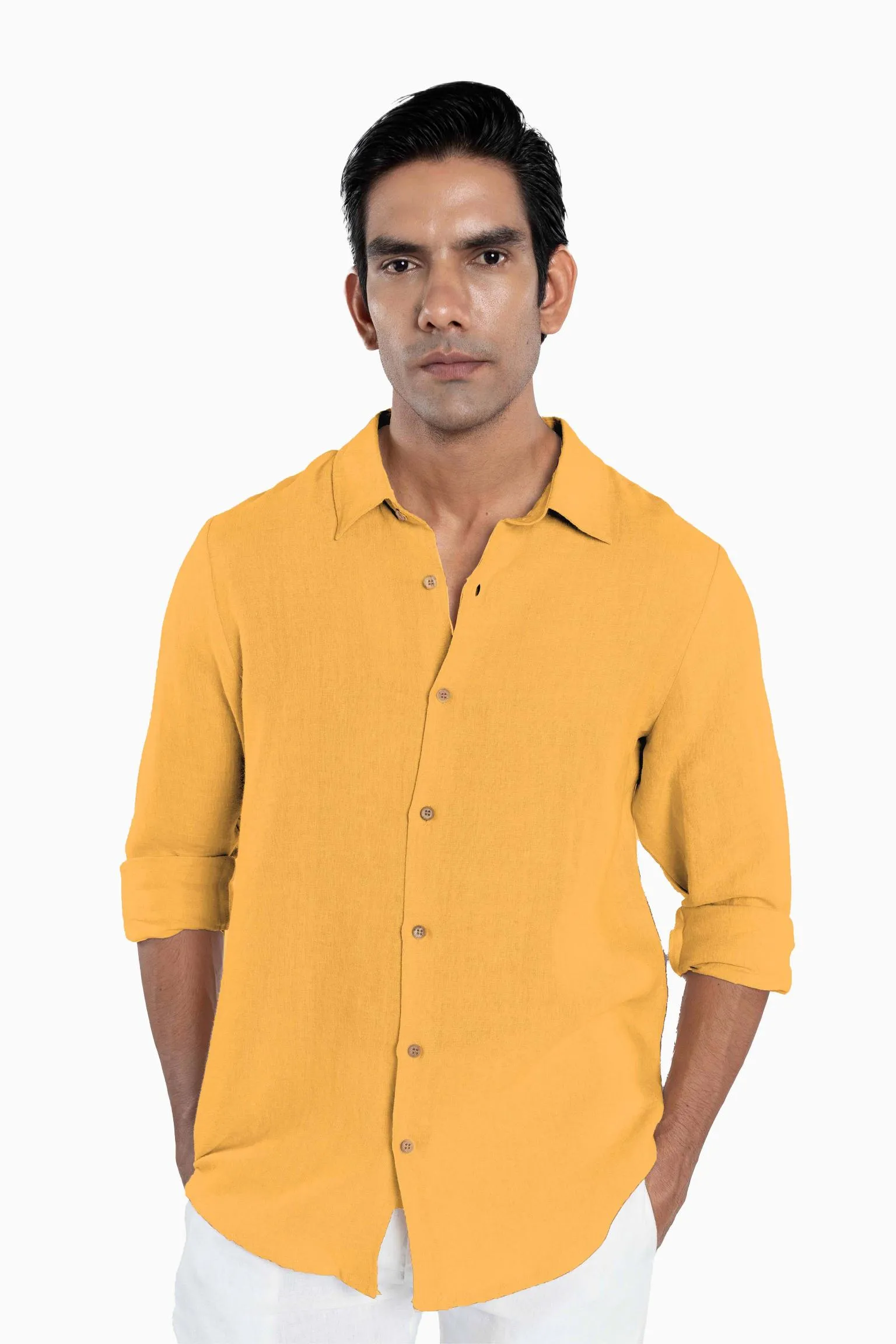 Linen Arlo Shirt-Midnight Green